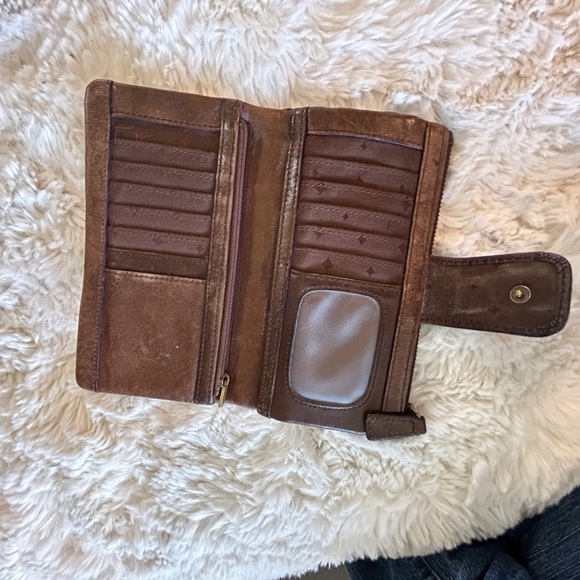 VTG FOSSIL BROWN LAMBS LEATHER WALLET - Picture 5 of 13